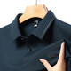 Dad's long-sleeved T-shirt seamless lapel Polo shirt middle-aged and elderly spring and autumn men's business casual T-shirt dark blue L 170 size 110-125Jin Jin equals 0.5 kg