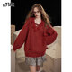 Fairy's Pocket Red Three-dimensional Rose V-neck Sweater Women's 2025 Autumn and Winter New Lazy Style Loose Top Rose Red M