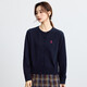 Inman -Pendler Einfacher lässig gestrickter Strickjacke Frauen 2025 Herbst Retro Stickerei Weich bequemer runder Nackenpullover Royal Blue M.