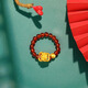 Chao Hongji Gold Swallowing Beast Pixiu Red Agate Pure Gold Gold Ring Women's Bracelet for Girlfriend Birthday Gift Elastic Cord