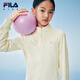 FILA anti-static children's clothing long-sleeved T-shirt 2025 winter new tops for girls, middle and large children, water milky white-IV 170