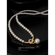 Zhou Taisheng's micro-inlaid knotted pearl pendant necklace is fashionable, light, luxurious, exquisite and elegant, clavicle chain, lady style sweater chain, pearl pendant necklace