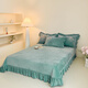 Hongdou 2025 new autumn and winter baby velvet bow patch embroidered bed cover style four-piece set light luxury elegant lace design bow patch embroidery - lake green four-piece set 1.5 bed cover style (quilt cover 200*230cm)