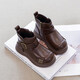 Children's Western Style Boots Children's British Style Martin Boots Autumn and Winter New Little Girls Soft Soled Velvet Short Boots Dark Brown Velvet 26 Inner Length 16.3cm