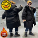 G.duck Children's Boys' Winter Cotton Clothes 2024 New Medium and Large Children's Winter Thickened Cotton Jackets Trendy Brand Medium and Long Down Cotton Jackets Black 120 cm