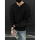 QGF gray American Henry collar sweater men's autumn high-end lazy style bottoming sweater cleanfit inner wear black M recommended 90-100Jin Jin equals 0.5 kg