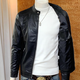 JAGR trendy brand leather jacket men's casual imitation leather jacket top versatile trendy men's jacket gray green M