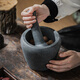 Shijin stone mortar large natural black gold stone mortar garlic masher manual bowl grinding garlic press household garlic mortar old trumpet