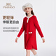 YEEHOO girls' dress children's knitted skirt medium to large children's clothing wool warm small fragrance banquet spring red 110