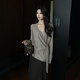 Su Yuwei old money style lazy high-end cross v-neck knitted bottoming shirt for women autumn and winter waist strap sweater inner top oatmeal color follow the store - free shipping insurance S (80-95Jin Jin is equal to 0.5 kg)