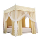 Fantasy blackout bed curtain for home bedroom three-door floor-standing mosquito net, palace princess style blackout bed curtain, windproof, warm and mosquito-proof, Qingwulan single dustproof top - no bracket, width 1.5*length 2.0*height 2.0