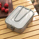 304 Titanium Coated Square Lunch Box Convenient Outdoor Camping Lunch Box Office Worker Canteen Lunch Box with Handle Titanium Purification Square Lunch Box - 1 Pack