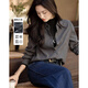 Demana brushed technology winter warm-toned time-tempered lapel patch pocket shirt straight loose shirt women's top