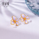 Century Yuan Iris Gold Earrings 3D Hard Gold as a birthday gift for your girlfriend, about 2.54g