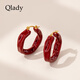 Qlady red retro irregular earrings earrings women's plain hoop earrings 2025 new light luxury high-end earrings and earrings