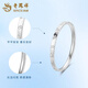 Lao Fengxiang PT950 platinum peace and joy bracelet for women platinum high-end light luxury hand jewelry Mid-Autumn Festival birthday gift for girlfriend PT950 platinum peace and joy bracelet 60 circles about 17.3g