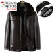 Woodpecker (TUCANO) New Haining Simulated Leather Jacket Men's Velvet Thickened Loose Fur All-in-One Dad's Men's Leather Jacket One-piece Brown/Normal Collar/Removable Fur Collar M 170 95-115 Weight