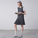 
Giordano designer pleated skirt for women with diagonal strap round neck fake two-piece dress 18465523