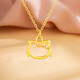 Chow Tai Fook pure gold 999 Kitty hollow cat gold pendant hellokitty bow clavicle necklace Chinese Valentine's Day gift KITTY cat pendant + S925 gold necklace