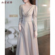 Mei Anjia evening dress women's new banquet temperament light luxury niche high-end long-sleeved annual meeting dress spring and summer hosting champagne gold long style 3XL