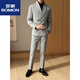 ROMON Chinese style retro buckle dinner suit men's new Chinese tunic green fruit collar suit two-piece groom's dress gray suit + trousers M Recommended - 120 Jin Jin equals 0.5 kg