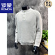 ROMON Old Money Style Henley Collar Sweater 25 Autumn and Winter Men's Lazy Loose Long Sleeve Textured Button Stand Collar Sweater Oatmeal S 90-120Jin Jin is equal to 0.5 kg