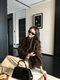 Coolnaro lazy imitation mink fur coat for women 2025 short mink coat autumn and winter young style fur integrated chestnut brown L