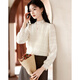 Homecoming Winter French Lace Top Half Turtle Collar High-end Design Versatile Temperament Bottoming Shirt 26 Beige L
