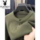 Playboy (PLAYBOY) Henry collar T-shirt men's long-sleeved autumn new jacquard inner layering shirt three-button round neck men's knitted sweater wool T black Q-19227 M 48