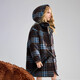 ASK JUNIOR children's coat 25 winter medium and large children's college style hooded coat girls plaid contrast wool coat