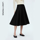 Langzi Wool A-line Black Hepburn Style Skirt Temperament Versatile Commuting Style Midi Long Skirt 2025 New Black M