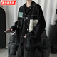 凌卡戚春秋季日系拼接男士牛仔夹克潮流学生韩版衬衫青少年宽松工装外套 L15886 M (90-105斤)