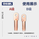 OLKWL (Wali) DT copper nose Class A thickened terminal wire copper wire nose cable head copper natural color connector 50 square copper wire ear pickling DT-50 (2 pieces)