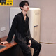 Victoria's style men's pajamas spring and autumn ice silk long-sleeved trousers suit men's summer 2024 new style home clothes 6627 gray rice dumpling 10XL l100-125Jin Jin is equal to 0.5 kg