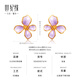 Century Yuan Iris Gold Earrings 3D Hard Gold as a birthday gift for your girlfriend, about 2.54g
