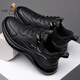 Espantapájaros Autumn Nuevos deportes y zapatos casuales Suelas gruesas All Black Soft Sole Soft Leather Surful-Water Waterpiendo y No Slip Business Work Shoes para hombres Zapatos PK-9901 Negro 39