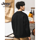 JEEP SPIRIT Jeep retro sweatshirt men's autumn trendy Henry collar half cardigan jacket men's spring and autumn long-sleeved POLO shirt men's black 350g heavyweight XL suitable for 145-160Jin Jin equals 0.5 kg