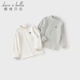 
David BELLA (DAVE/BELLA) children's long-sleeved T-shirt in winter new style medium-large children's semi-turtleneck top antibacterial boy base shirt little boy clothes gray [spot] 110 cm (recommended height 100-110 cm)