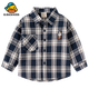 G.duck little yellow duck boy long-sleeved shirt spring children's clothing new 2025 Korean style children's style pure cotton shirt plaid treasure CS2406 Tibetan grid ready stock thin section 90 cm