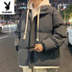 Playboy (PLAYBOY) fake two-piece hooded thickened cotton coat for men autumn and winter 2026 new cotton coat jacket for men loose warm bread coat 636# dark gray XL recommended 140~160Jin Jin equals 0.5 kg to wear