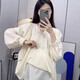 Spring and Autumn Maternity Clothes New Small Sweet Shirt Tops Fashionable Outing Casual Mom Doll Shirt Two-piece Set Apricot Single Top L 105-125Jin Jin is equal to 0.5 kg