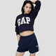 GAP Men's and Women's 2025 Autumn New Letter Logo Fleece Round Neck Sweatshirt Fitted Simple Top Navy Blue S US Size M Asian Size 175/92A