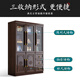 Lanxuan ebony wood solid wood bookcase combination home study floor-to-ceiling glass door storage cabinet office file filing cabinet ebony wood three-door bookcase