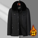 Men's winter warm cotton coat for middle-aged and elderly men's removable large fur collar velvet thickened coat for the elderly Navy XL Recommended 115-130 Jin Jin equals 0.5 kg