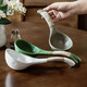 Soup spoon, retro stoneware spoon, Jingdezhen ceramic long-handled spoon, large soup spoon, good-looking household porridge spoon, Jingtian-spoon white 15.8CM (slightly imperfect)
