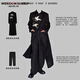 Vuitton sheep long windbreaker jacket men's shoulder-padded woolen embroidered trousers suit new Chinese style Chinese style long-sleeved T suit suit black windbreaker + black long sleeves + black trousers XL