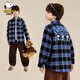 Snoopy (SNOOPY) children's clothing, children's shirts, boys' long-sleeved tops, teenagers' outing clothes, plaid Snoopy blue and black