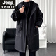 JEEP SPIRIT windbreaker boys mid-length coat autumn and winter plus cashmere loose large size hooded cotton coat British coat men black M 95-120Jin Jin equals 0.5 kg