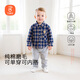 Berega (Babyprints) boys' shirt long-sleeved baby boy autumn shirt little boy cotton top versatile plaid soft navy 90