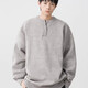 American retro Henry collar sweater for men and women, autumn trendy brand, loose off-shoulder casual sweater, lazy and versatile top, dark gray, regular, high quality, XL, recommended 125-140Jin Jin equals 0.5 kg